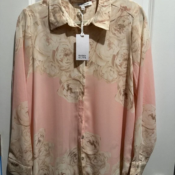 Rose and olive blouse - Picture 1 of 2